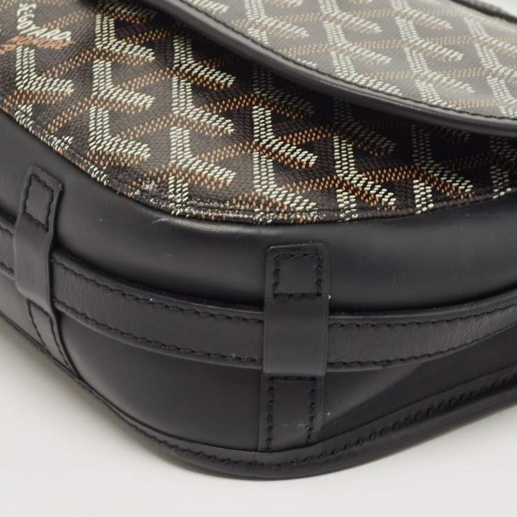 Pre Owned Goyard Black Goyardine Coated Canvas Belvedere PM Shoulder Bag