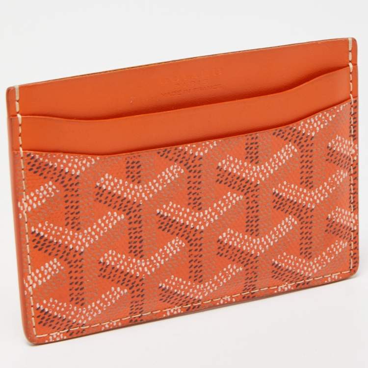 Pre Owned Goyard Orange Goyardine Coated Canvas and Leather Saint Sulpice Card Holder