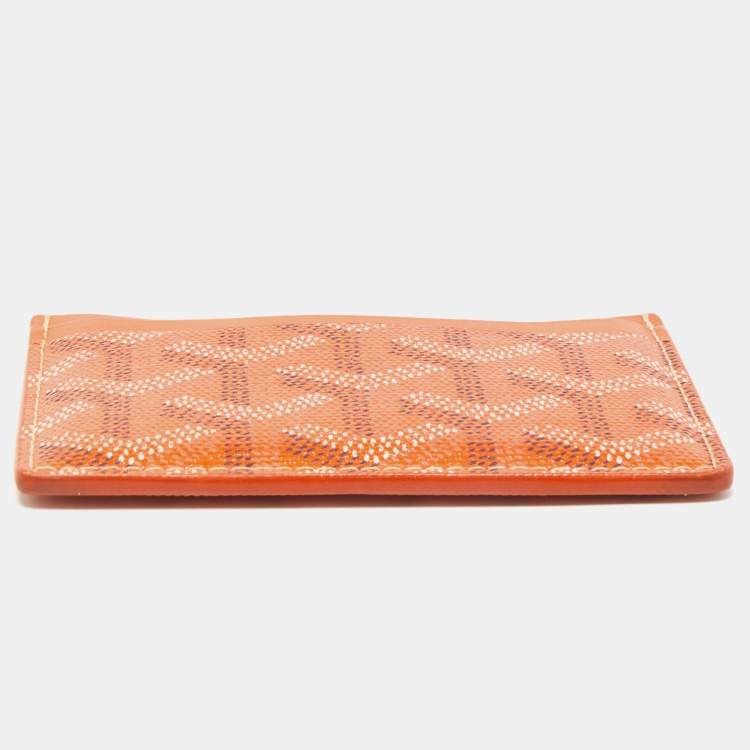 Pre Owned Goyard Orange Goyardine Coated Canvas and Leather Saint Sulpice Card Holder