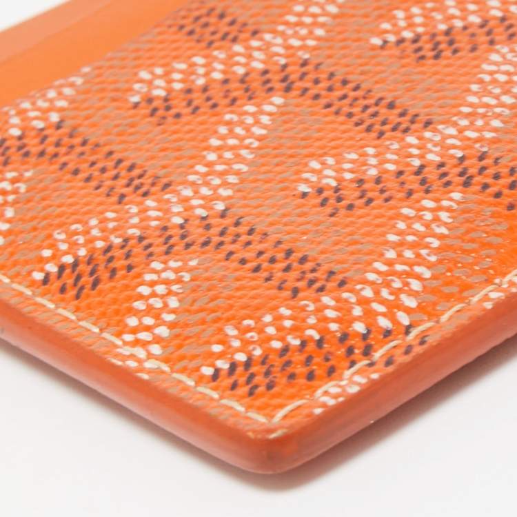 Pre Owned Goyard Orange Goyardine Coated Canvas and Leather Saint Sulpice Card Holder