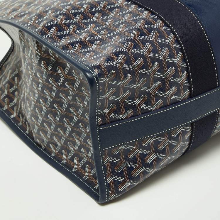 Pre Owned Goyard Blue Goyardine Coated Canvas and Leather Villette MM Tote