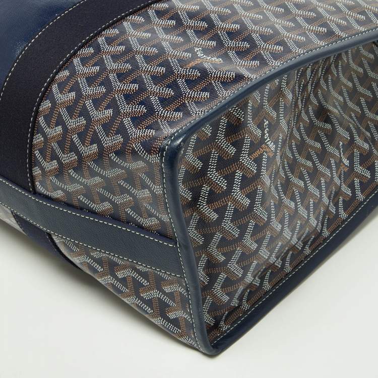 Pre Owned Goyard Blue Goyardine Coated Canvas and Leather Villette MM Tote