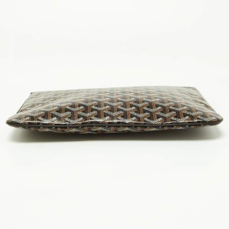 Pre Owned Goyard Brown Goyardine Coated Canvas MM Senat Pouch