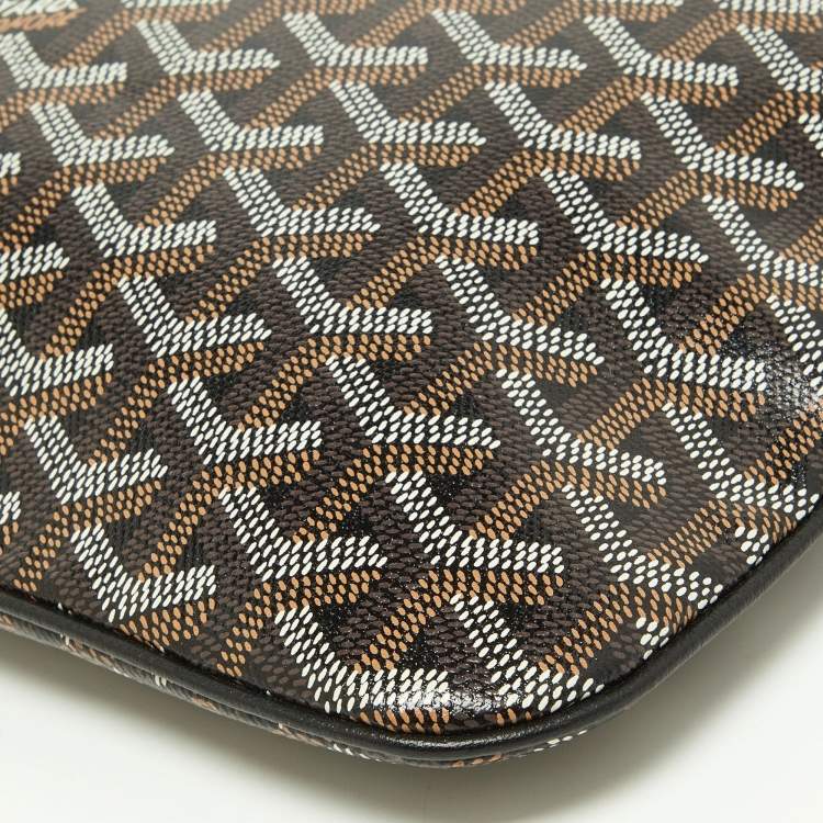 Pre Owned Goyard Brown Goyardine Coated Canvas MM Senat Pouch
