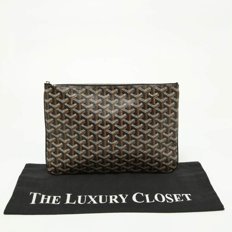 Pre Owned Goyard Brown Goyardine Coated Canvas MM Senat Pouch
