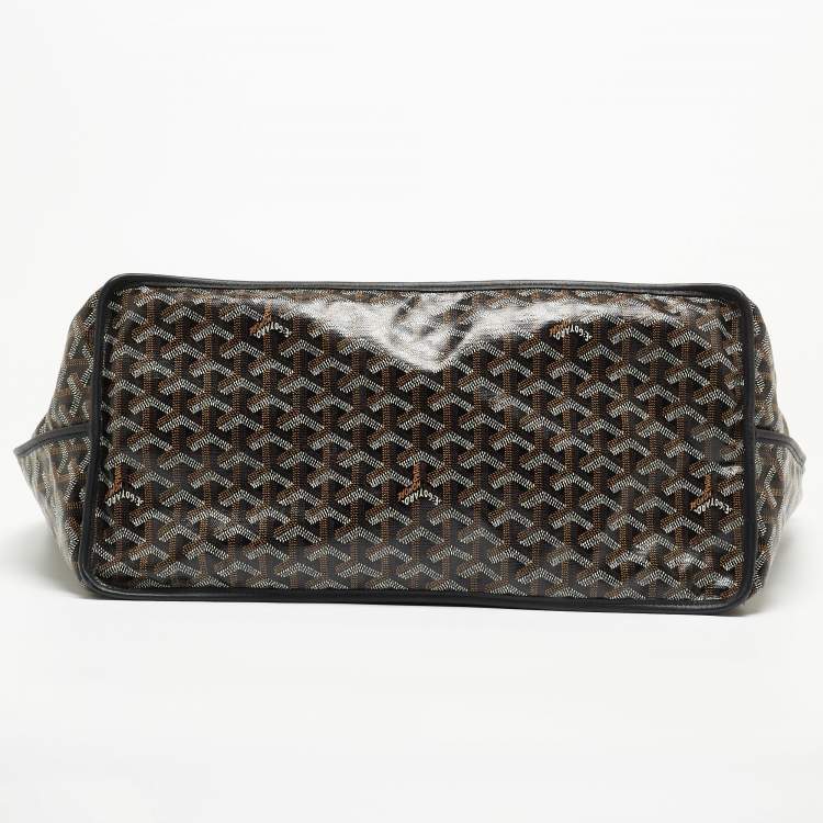 Pre Owned Goyard Black Goyardine Coated Canvas Reversible Anjou GM Tote