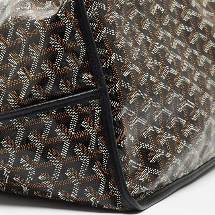 Pre Owned Goyard Black Goyardine Coated Canvas Reversible Anjou GM Tote