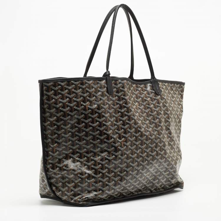Pre Owned Goyard Black Goyardine Coated Canvas Reversible Anjou GM Tote