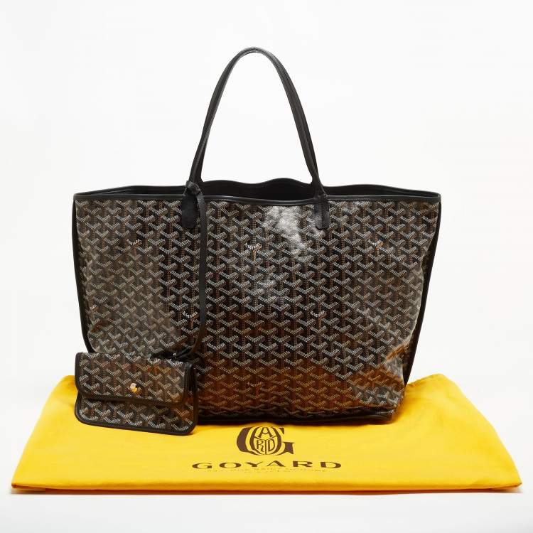 Pre Owned Goyard Black Goyardine Coated Canvas Reversible Anjou GM Tote