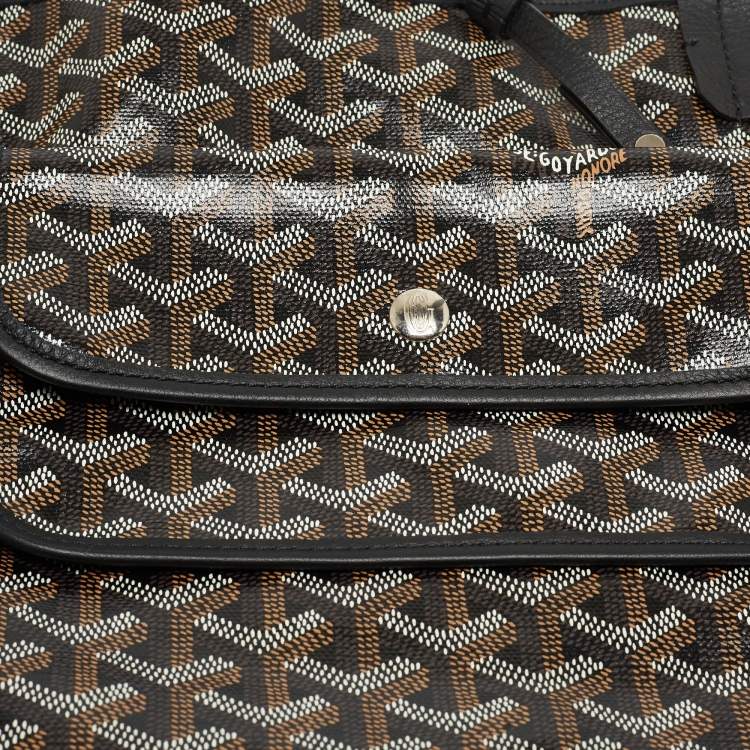 Pre Owned Goyard Black Goyardine Coated Canvas Reversible Anjou GM Tote