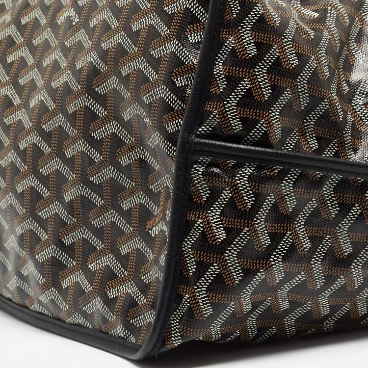 Pre Owned Goyard Black Goyardine Coated Canvas Reversible Anjou GM Tote