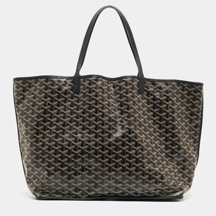 Pre Owned Goyard Black Goyardine Coated Canvas Reversible Anjou GM Tote