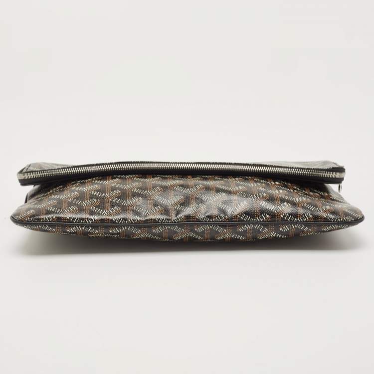 Pre Owned Goyard Black Goyardine Coated Canvas and Leather Sainte Marie Clutch