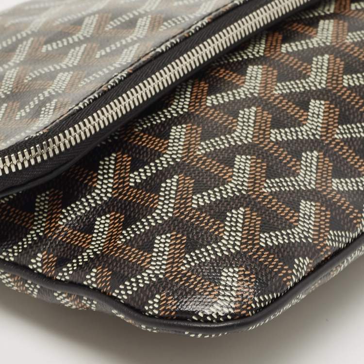 Pre Owned Goyard Black Goyardine Coated Canvas and Leather Sainte Marie Clutch