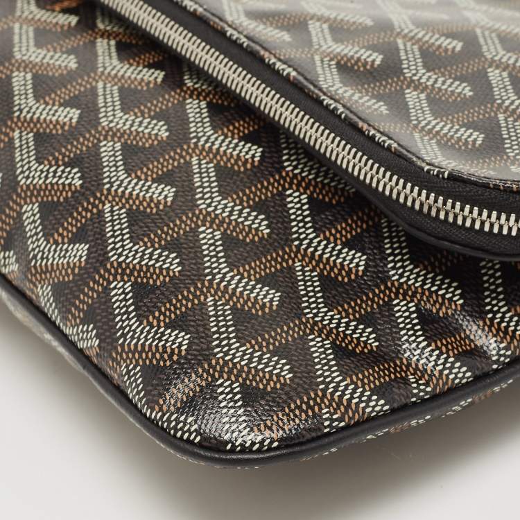Pre Owned Goyard Black Goyardine Coated Canvas and Leather Sainte Marie Clutch