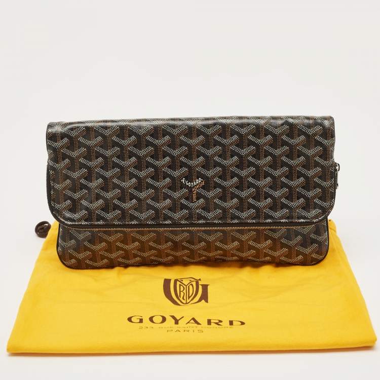 Pre Owned Goyard Black Goyardine Coated Canvas and Leather Sainte Marie Clutch
