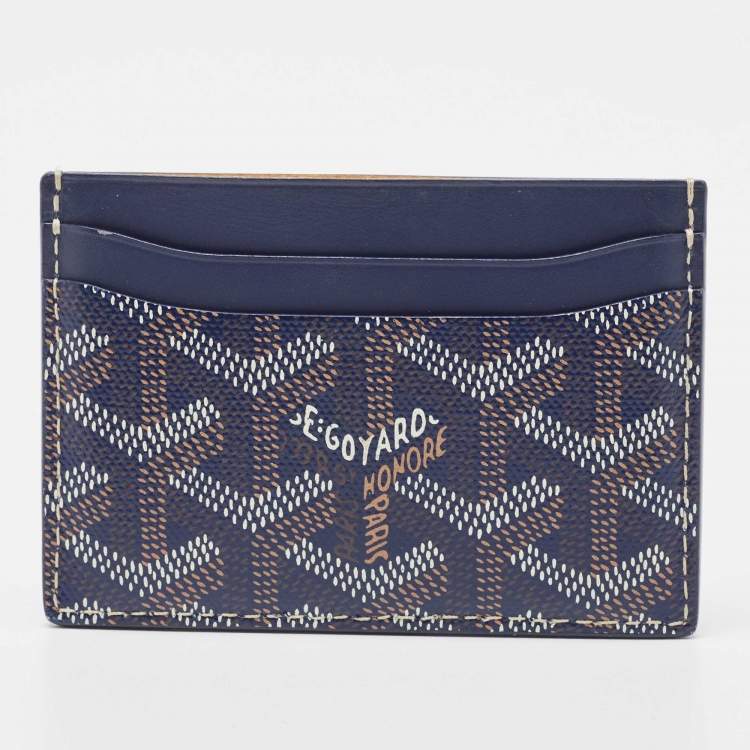 Pre Owned Goyard Blue Coated Canvas Saint Sulpice Card Holder 