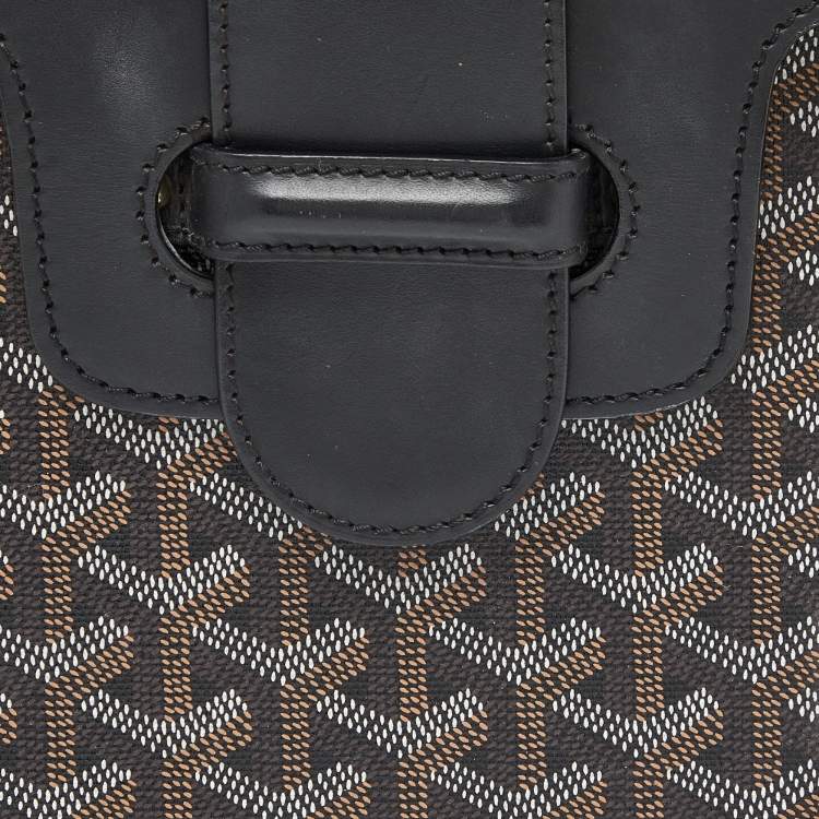 Pre Owned Goyard Black Goyardine Coated Canvas and Leather PM Saigon Top Handle Bag