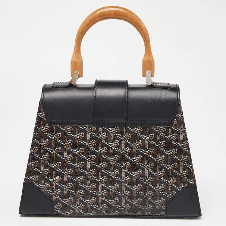 Pre Owned Goyard Black Goyardine Coated Canvas and Leather PM Saigon Top Handle Bag