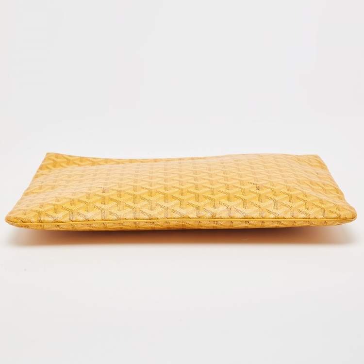 Pre Owned Goyard Yellow Goyardine Coated Canvas Senat GM Clutch