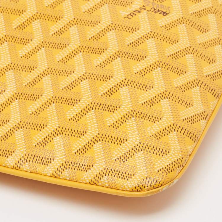 Pre Owned Goyard Yellow Goyardine Coated Canvas Senat GM Clutch