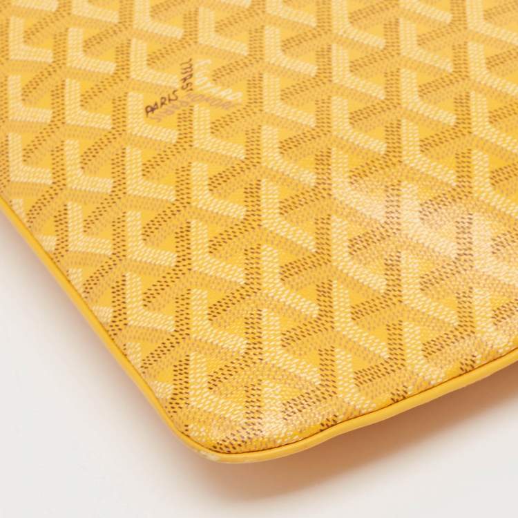 Pre Owned Goyard Yellow Goyardine Coated Canvas Senat GM Clutch