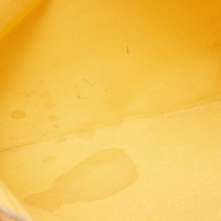 Pre Owned Goyard Yellow Goyardine Coated Canvas Senat GM Clutch