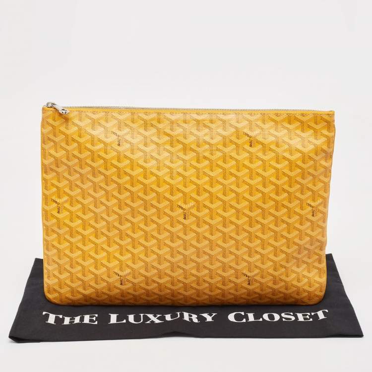 Pre Owned Goyard Yellow Goyardine Coated Canvas Senat GM Clutch