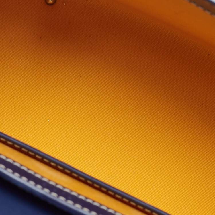Pre Owned Goyard Blue Goyardine Coated Canvas And Leather Mini Saigon Top Handle Bag