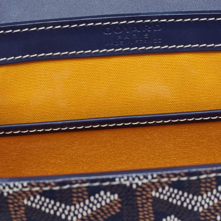 Pre Owned Goyard Blue Goyardine Coated Canvas And Leather Mini Saigon Top Handle Bag