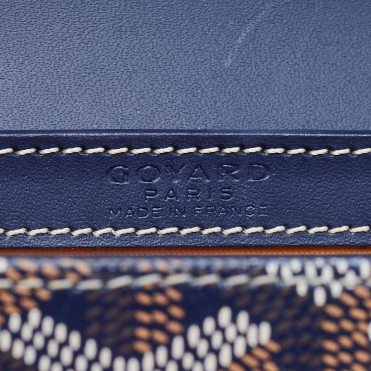 Pre Owned Goyard Blue Goyardine Coated Canvas And Leather Mini Saigon Top Handle Bag