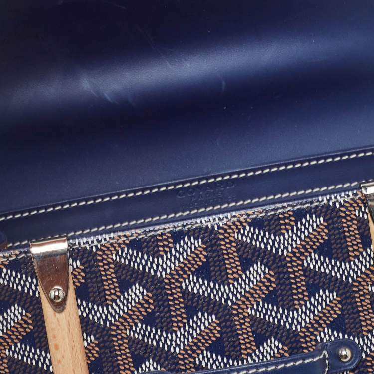 Pre Owned Goyard Blue Goyardine Coated Canvas And Leather Mini Saigon Top Handle Bag