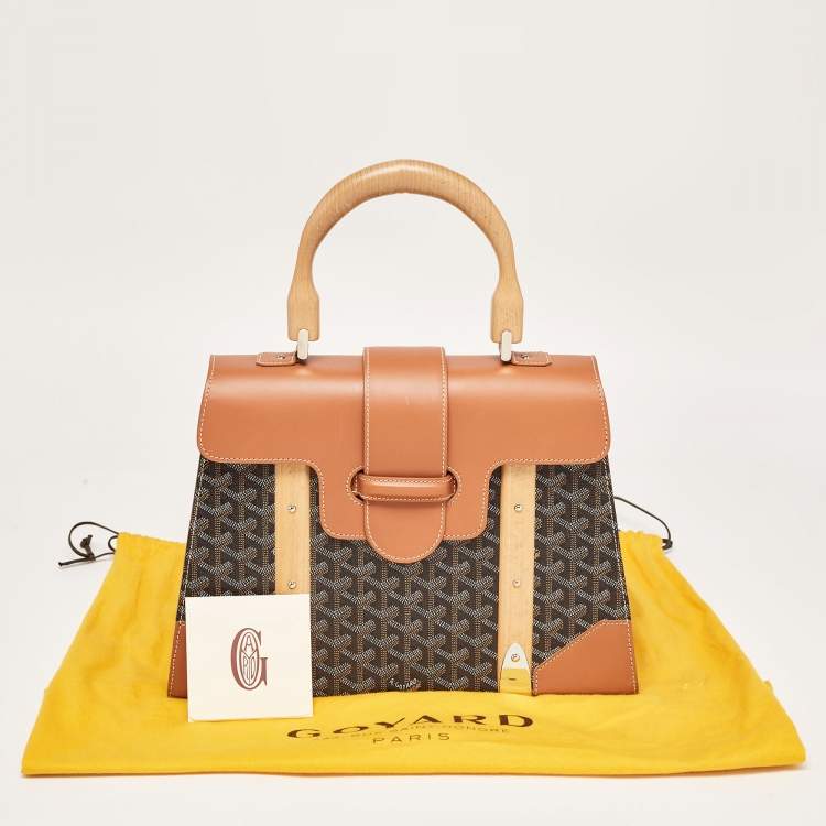 Pre Owned Goyard Brown Goyardine Coated Canvas and Leather Saigon MM Top Handle Bag