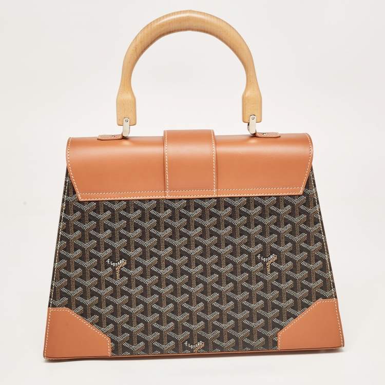 Pre Owned Goyard Brown Goyardine Coated Canvas and Leather Saigon MM Top Handle Bag