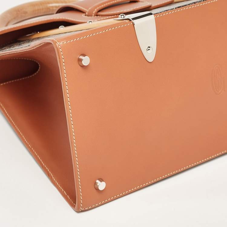 Pre Owned Goyard Brown Goyardine Coated Canvas and Leather Saigon MM Top Handle Bag