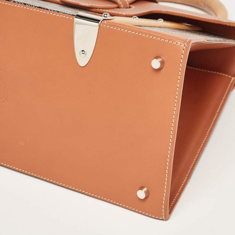 Pre Owned Goyard Brown Goyardine Coated Canvas and Leather Saigon MM Top Handle Bag