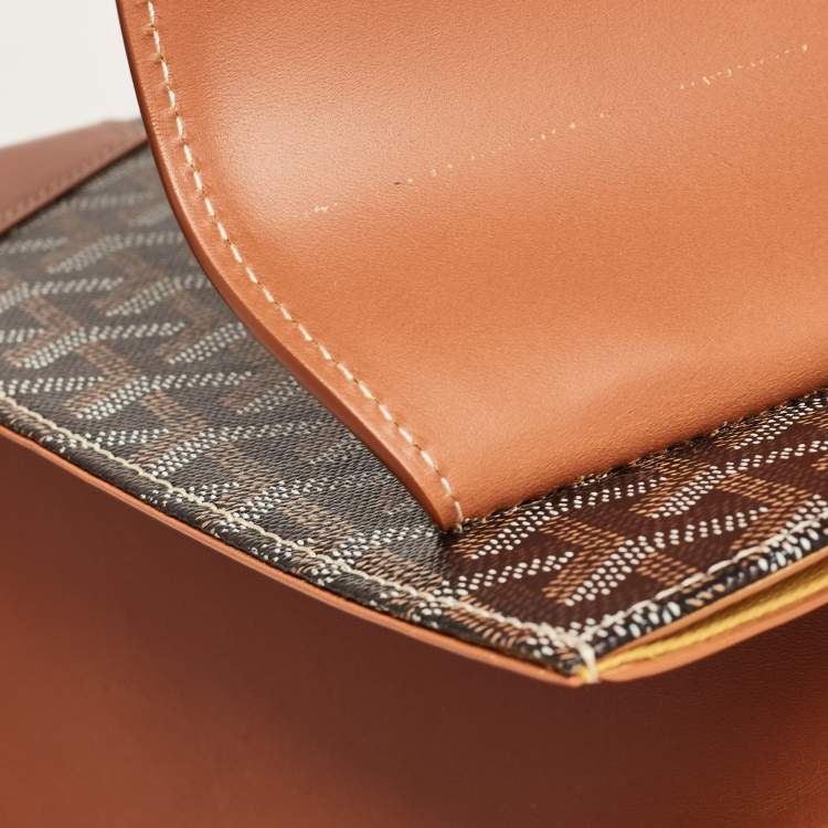 Pre Owned Goyard Brown Goyardine Coated Canvas and Leather Saigon MM Top Handle Bag