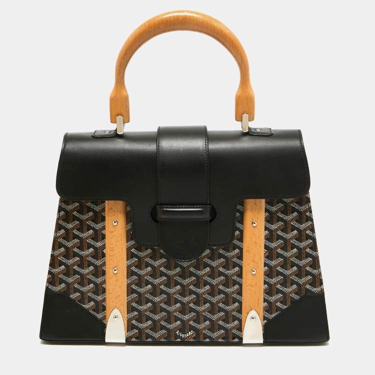 Pre Owned Goyard Black Goyardine Coated Canvas and Leather Saigon MM Top Handle Bag