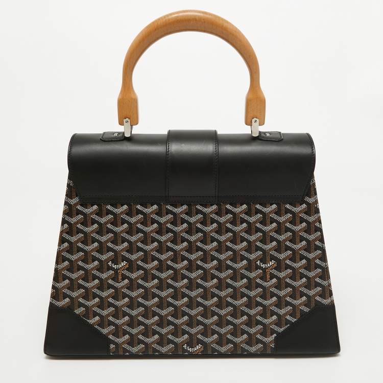Pre Owned Goyard Black Goyardine Coated Canvas and Leather Saigon MM Top Handle Bag