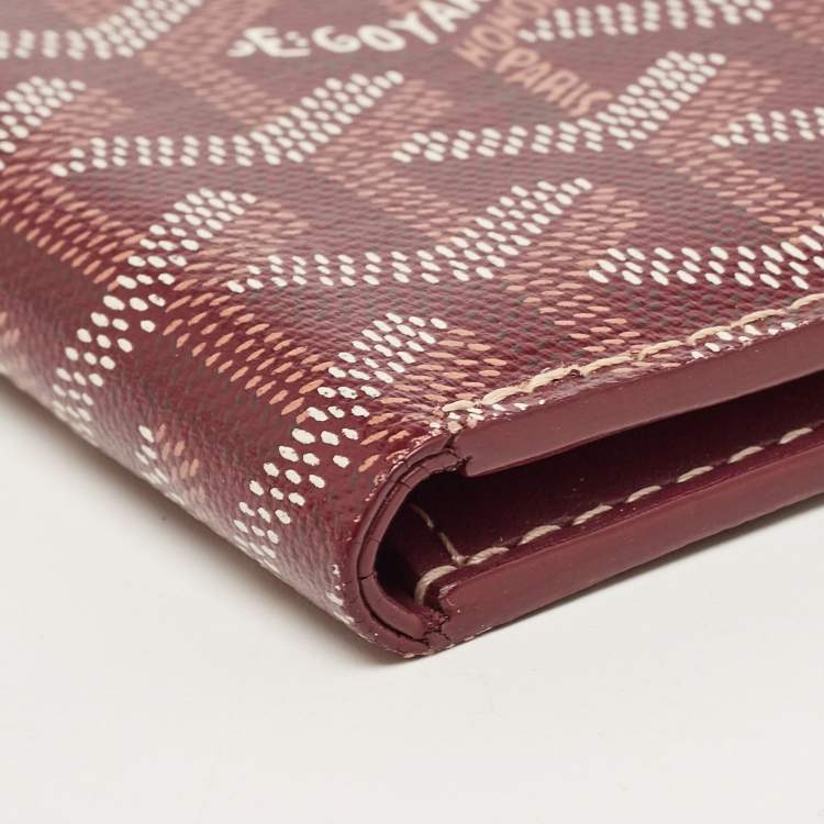 Pre Owned Goyard Burgundy Goyardine Coated Canvas Saint Pierre Bifold Card Holder 