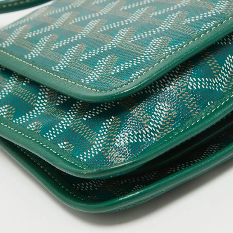 Pre Owned Goyard Green Goyardine Coated Canvas Plumet Crossbody Bag