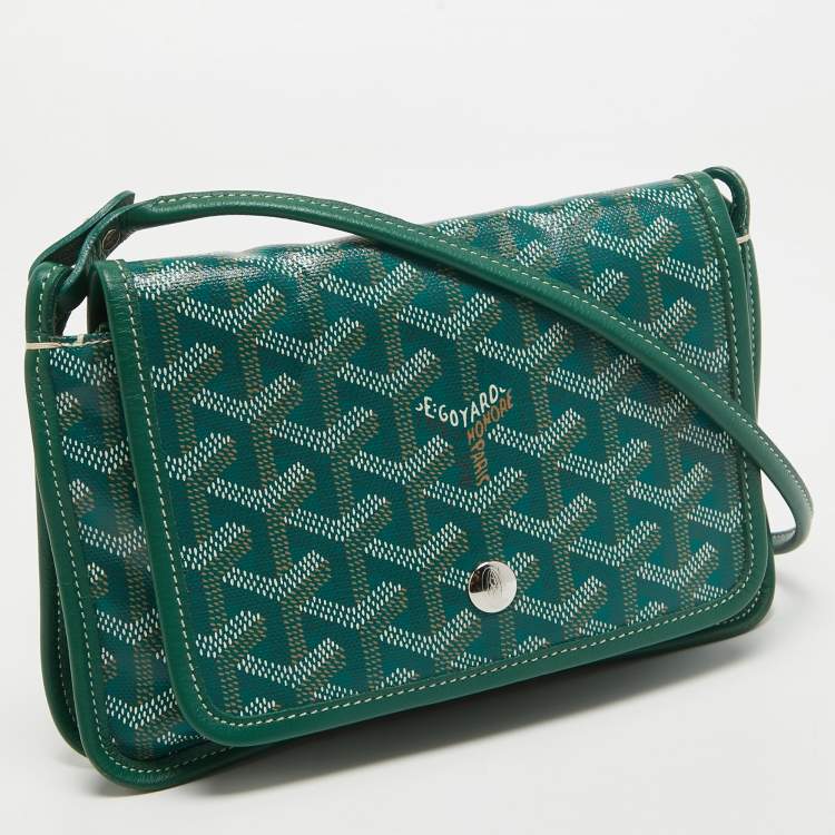 Pre Owned Goyard Green Goyardine Coated Canvas Plumet Crossbody Bag