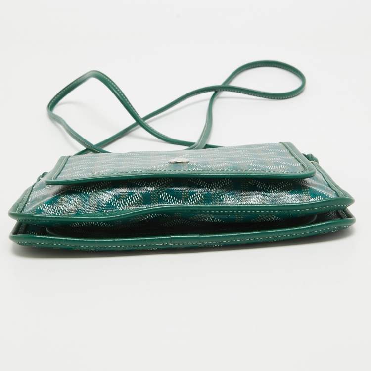 Pre Owned Goyard Green Goyardine Coated Canvas Plumet Crossbody Bag