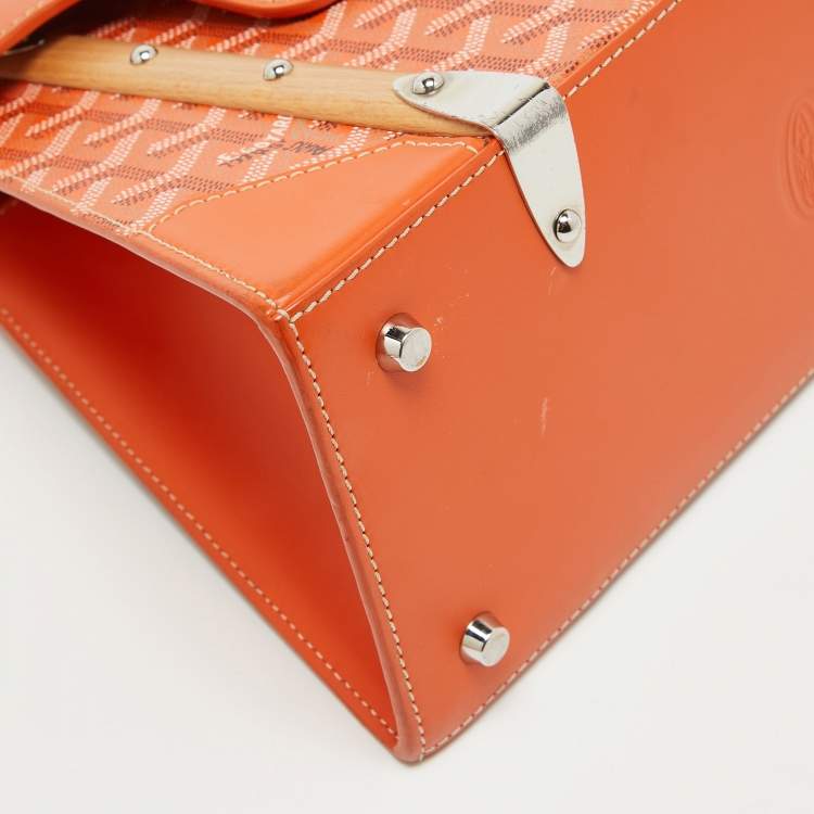Pre Owned Goyard Orange Coated Canvas and Leather PM Saigon Top Handle Bag