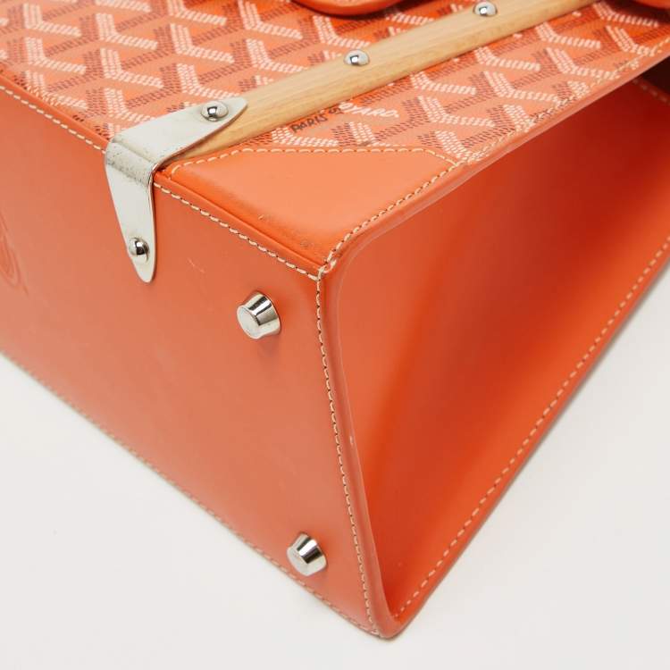 Pre Owned Goyard Orange Coated Canvas and Leather PM Saigon Top Handle Bag