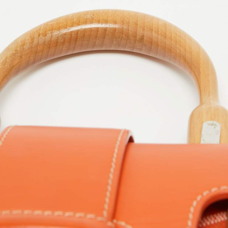 Pre Owned Goyard Orange Coated Canvas and Leather PM Saigon Top Handle Bag