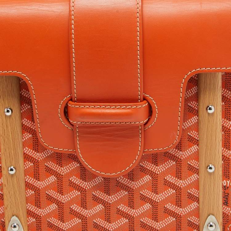 Pre Owned Goyard Orange Coated Canvas and Leather PM Saigon Top Handle Bag