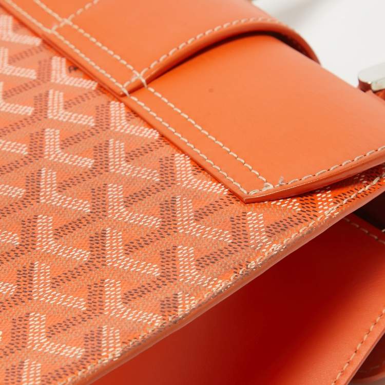 Pre Owned Goyard Orange Coated Canvas and Leather PM Saigon Top Handle Bag