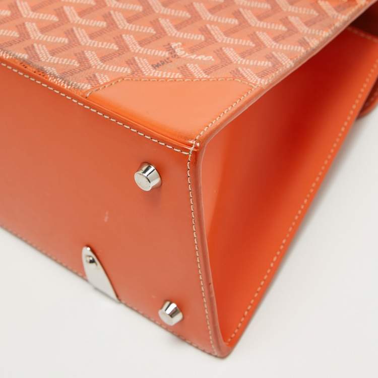 Pre Owned Goyard Orange Coated Canvas and Leather PM Saigon Top Handle Bag