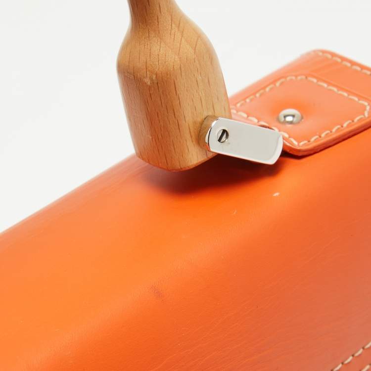 Pre Owned Goyard Orange Coated Canvas and Leather PM Saigon Top Handle Bag
